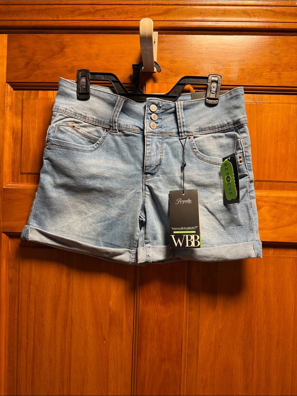Royalty For Me Light Wash Denim Roll-Cuff Women’s Shorts